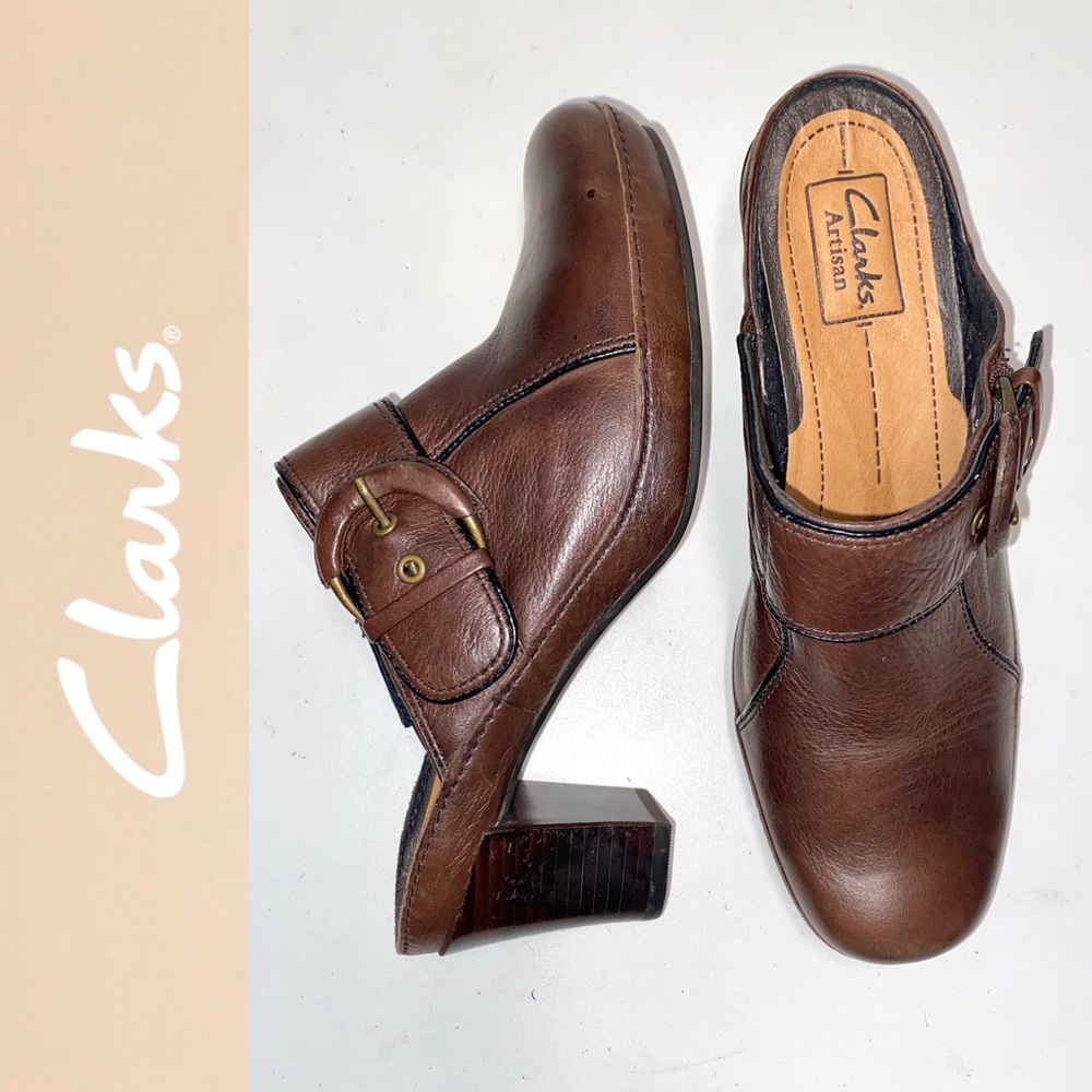 CKARKS ARTISAN brown leather mules
